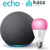 image:imageEcho 4th Gen in Charcoal bundle with TPLink Kasa Smart Color Bulb