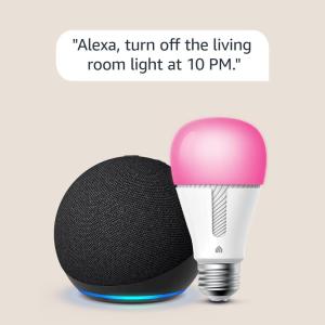 image:imageEcho Dot 5th Gen 2022 Release in Charcoal bundle with TPLink Kasa Smart Color Bulb