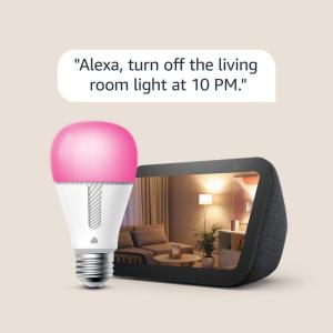 image:imageEcho Show 5 3rd Gen 2023 release in Charcoal bundle with TPLink Kasa Smart Color Bulb