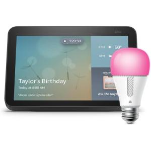 image:imageEcho Show 8 2nd Gen in Charcoal bundle with TPLink Kasa Smart Color Bulb