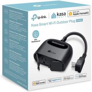image:imageKasa Outdoor Smart Plug Smart Home WiFi Outlet with 2 Sockets IP64 Weather Resistance Compatible with Alexa Google Home amp IFTTT No Hub Required ETL CertifiedEP40 BlackApple HomeKit  2Socket
