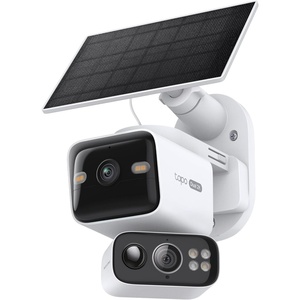image:imageTapo 2K Outdoor PanTilt Wireless Floodlight Security Camera  Battery Power with Solar 360 AI Motion Tracking PersonVehicle Detection SubscriptionFree Local Storage or Optional Cloud C615F KITDualLens 2K PanTilt